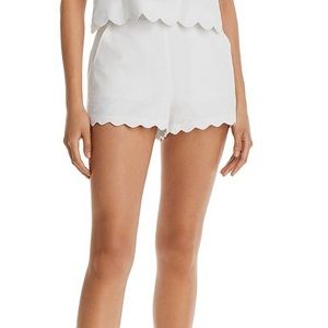 AQUA Women’s Scalloped White Shorts | Size L